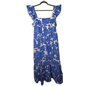 London Times Blue Floral Ruffle Maxi Dress 14